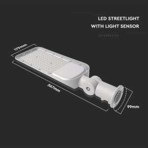LED φωτιστικό δρόμου V-TAC PRO Samsung Chip με Αισθητήρα Φωτός 100W 11000lm 4000Κ Γκρί – 20434