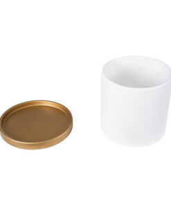 GloboStar® Artificial Garden KASOS 20444 Πήλινο Κεραμικό Κασπώ Γλάστρα – Flower Pot Λευκό με Χρυσό Φ15cm x Υ15cm