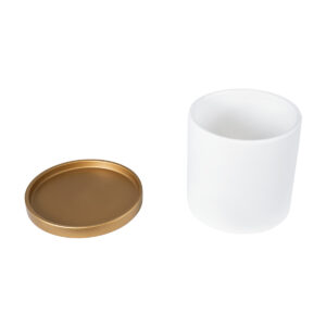 GloboStar® Artificial Garden KASOS 20444 Πήλινο Κεραμικό Κασπώ Γλάστρα – Flower Pot Λευκό με Χρυσό Φ15cm x Υ15cm