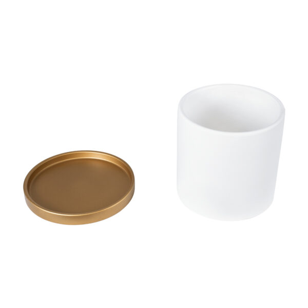 GloboStar® Artificial Garden KASOS 20444 Πήλινο Κεραμικό Κασπώ Γλάστρα – Flower Pot Λευκό με Χρυσό Φ15cm x Υ15cm