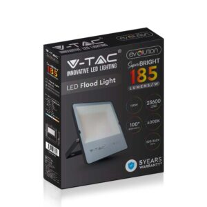 LED Προβολέας 150W V-TAC PRO Samsung Chip Μαύρος 100° 23600lm Αδιάβροχος IP65 Φυσικό Λευκό 4000K – 20455