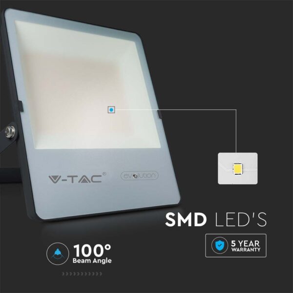LED Προβολέας 150W V-TAC PRO Samsung Chip Μαύρος 100° 23600lm Αδιάβροχος IP65 Φυσικό Λευκό 4000K – 20455