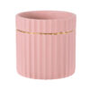 GloboStar® Artificial Garden RETHYMNO 20456 Πήλινο Κεραμικό Κασπώ Γλάστρα – Flower Pot Ροζ με Χρυσό Φ17cm x Υ17cm