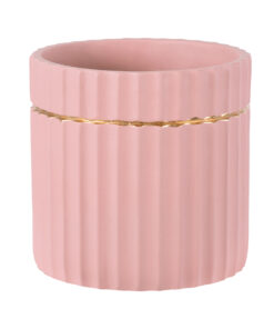 GloboStar® Artificial Garden RETHYMNO 20456 Πήλινο Κεραμικό Κασπώ Γλάστρα – Flower Pot Ροζ με Χρυσό Φ17cm x Υ17cm