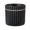 GloboStar® Artificial Garden KOS 20457 Πήλινο Κεραμικό Κασπώ Γλάστρα – Flower Pot Μαύρο με Χρυσό Φ17cm x Υ17cm