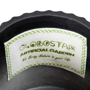 GloboStar® Artificial Garden KOS 20457 Πήλινο Κεραμικό Κασπώ Γλάστρα – Flower Pot Μαύρο με Χρυσό Φ17cm x Υ17cm