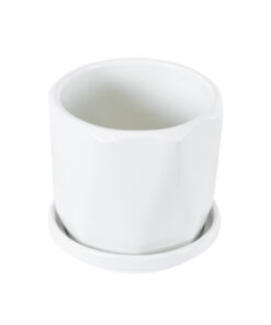 GloboStar® Artificial Garden KARPATHOS 20463 ΣΕΤ 3 Πήλινα Κεραμικά Κασπώ Γλάστρες – Flower Pots Λευκό A:Φ10cm x Υ10cm B:Φ13cm x Υ13.5cm C:Φ16cm x Υ16.5cm