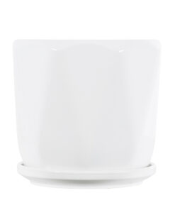 GloboStar® Artificial Garden KARPATHOS 20463 ΣΕΤ 3 Πήλινα Κεραμικά Κασπώ Γλάστρες – Flower Pots Λευκό A:Φ10cm x Υ10cm B:Φ13cm x Υ13.5cm C:Φ16cm x Υ16.5cm