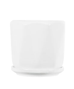 GloboStar® Artificial Garden KARPATHOS 20463 ΣΕΤ 3 Πήλινα Κεραμικά Κασπώ Γλάστρες – Flower Pots Λευκό A:Φ10cm x Υ10cm B:Φ13cm x Υ13.5cm C:Φ16cm x Υ16.5cm