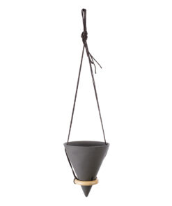 GloboStar® Artificial Garden AIGINA 20466 Κρεμαστό Πήλινο Κεραμικό Κασπώ Γλάστρα – Flower Pot Μαύρο Φ13cm x Υ15cm