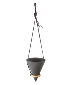 GloboStar® Artificial Garden AIGINA 20466 Κρεμαστό Πήλινο Κεραμικό Κασπώ Γλάστρα – Flower Pot Μαύρο Φ13cm x Υ15cm