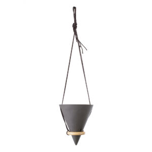 GloboStar® Artificial Garden AIGINA 20466 Κρεμαστό Πήλινο Κεραμικό Κασπώ Γλάστρα – Flower Pot Μαύρο Φ13cm x Υ15cm