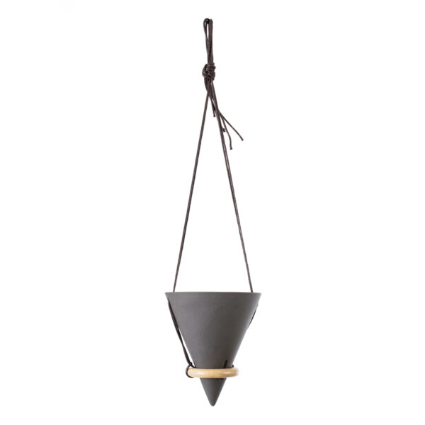 GloboStar® Artificial Garden AIGINA 20466 Κρεμαστό Πήλινο Κεραμικό Κασπώ Γλάστρα – Flower Pot Μαύρο Φ13cm x Υ15cm