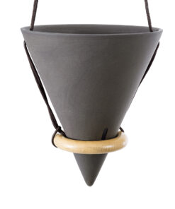 GloboStar® Artificial Garden AIGINA 20466 Κρεμαστό Πήλινο Κεραμικό Κασπώ Γλάστρα – Flower Pot Μαύρο Φ13cm x Υ15cm