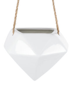 GloboStar® Artificial Garden HERAKLIO 20467 Κρεμαστό Πήλινο Κεραμικό Κασπώ Γλάστρα – Flower Pot Λευκό Μ13.5cm x Π15.5 x Υ37cm