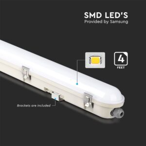 LED Αδιάβροχο φωτιστικό Samsung SMD 36W 1.2m φυσικό 4000K sensor milky cover με ανοξείδωτα κλιπς και ανιχνευτή 120lm/W V-TAC – 20468