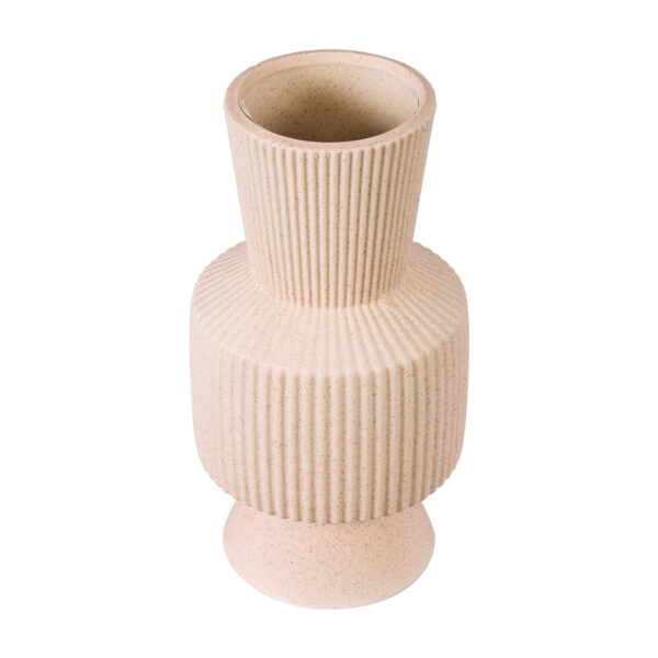 GloboStar® Artificial Garden CAPRI 20468 Πήλινο Κεραμικό Κασπώ Γλάστρα – Flower Pot Απαλό Μπεζ Φ7.5cm x Υ20cm
