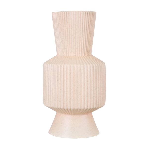 GloboStar® Artificial Garden CAPRI 20470 Πήλινο Κεραμικό Κασπώ Γλάστρα – Flower Pot Απαλό Μπεζ Φ9.5cm x Υ25cm