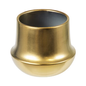 GloboStar® Artificial Garden KERKYRA 20474 Πήλινο Κεραμικό Κασπώ Γλάστρα – Flower Pot Χρυσό Φ13cm x Υ23cm