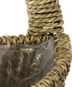 GloboStar® Artificial Garden MALTA 20478 ΣΕΤ 2 Επιτοίχια Ρατάν Πλεκτά Κασπώ Γλάστρες – Flower Pots Μπεζ A:Φ24cm x Υ14cm B:Φ30cm x Υ26cm