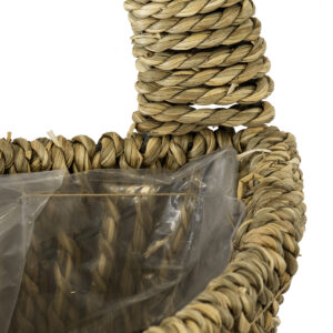 GloboStar® Artificial Garden MALTA 20478 ΣΕΤ 2 Επιτοίχια Ρατάν Πλεκτά Κασπώ Γλάστρες – Flower Pots Μπεζ A:Φ24cm x Υ14cm B:Φ30cm x Υ26cm