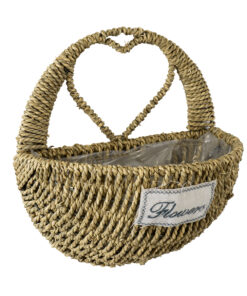 GloboStar® Artificial Garden MALTA 20478 ΣΕΤ 2 Επιτοίχια Ρατάν Πλεκτά Κασπώ Γλάστρες – Flower Pots Μπεζ A:Φ24cm x Υ14cm B:Φ30cm x Υ26cm