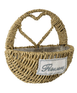 GloboStar® Artificial Garden MALTA 20478 ΣΕΤ 2 Επιτοίχια Ρατάν Πλεκτά Κασπώ Γλάστρες – Flower Pots Μπεζ A:Φ24cm x Υ14cm B:Φ30cm x Υ26cm