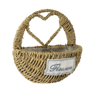 GloboStar® Artificial Garden MALTA 20478 ΣΕΤ 2 Επιτοίχια Ρατάν Πλεκτά Κασπώ Γλάστρες – Flower Pots Μπεζ A:Φ24cm x Υ14cm B:Φ30cm x Υ26cm