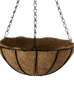 GloboStar® Artificial Garden SALAMINA 20480 Κρεμαστό Κασπώ Γλάστρα – Flower Pot από Φλοιό Καρύδας Καφέ Φ30cm x Υ15cm