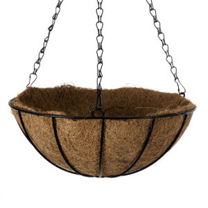 GloboStar® Artificial Garden SALAMINA 20480 Κρεμαστό Κασπώ Γλάστρα – Flower Pot από Φλοιό Καρύδας Καφέ Φ30cm x Υ15cm