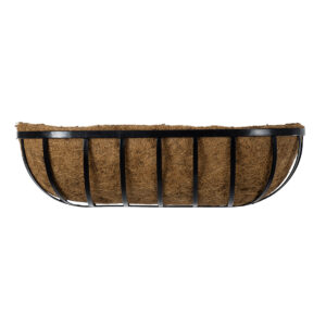 GloboStar® Artificial Garden OINOUSSES 20481 Επιτοίχιο Κασπώ Γλάστρα – Flower Pot από Φλοιό Καρύδας Καφέ Μ61cm x Π19cm x Υ18cm