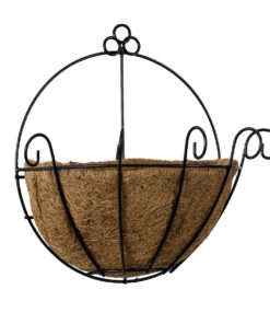 GloboStar® Artificial Garden KOUFONISIA 20482 Επιτοίχιο Κασπώ Γλάστρα – Flower Pot από Φλοιό Καρύδας Καφέ Φ25cm x Υ15cm