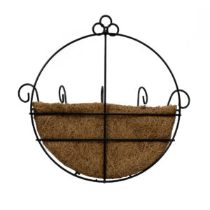 GloboStar® Artificial Garden KOUFONISIA 20482 Επιτοίχιο Κασπώ Γλάστρα – Flower Pot από Φλοιό Καρύδας Καφέ Φ25cm x Υ15cm