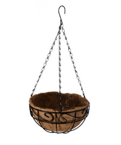 GloboStar® Artificial Garden KARYSTOS 20483 Κρεμαστό Κασπώ Γλάστρα – Flower Pot από Φλοιό Καρύδας Καφέ με Μαύρο Φ25cm x Υ15cm