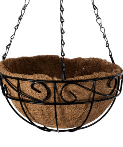 GloboStar® Artificial Garden KARYSTOS 20483 Κρεμαστό Κασπώ Γλάστρα – Flower Pot από Φλοιό Καρύδας Καφέ με Μαύρο Φ25cm x Υ15cm