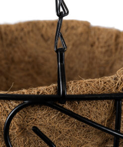 GloboStar® Artificial Garden KARYSTOS 20483 Κρεμαστό Κασπώ Γλάστρα – Flower Pot από Φλοιό Καρύδας Καφέ με Μαύρο Φ25cm x Υ15cm