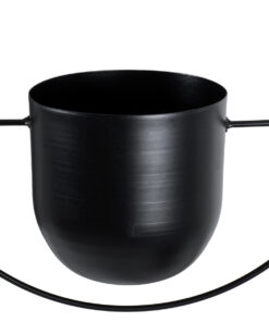 GloboStar® Artificial Garden TILOS 20485 Κρεμαστό Μεταλλικό Κασπώ Γλάστρα – Flower Pot Μαύρο Φ35cm x Υ15cm