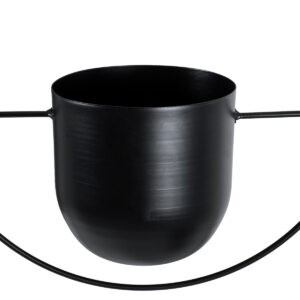 GloboStar® Artificial Garden TILOS 20485 Κρεμαστό Μεταλλικό Κασπώ Γλάστρα – Flower Pot Μαύρο Φ35cm x Υ15cm