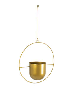 GloboStar® Artificial Garden TILOS 20486 Κρεμαστό Μεταλλικό Κασπώ Γλάστρα – Flower Pot Χρυσό Φ35cm x Υ15cm