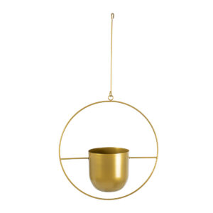 GloboStar® Artificial Garden TILOS 20486 Κρεμαστό Μεταλλικό Κασπώ Γλάστρα – Flower Pot Χρυσό Φ35cm x Υ15cm
