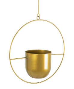 GloboStar® Artificial Garden TILOS 20486 Κρεμαστό Μεταλλικό Κασπώ Γλάστρα – Flower Pot Χρυσό Φ35cm x Υ15cm