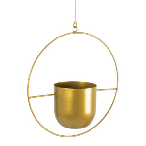 GloboStar® Artificial Garden TILOS 20486 Κρεμαστό Μεταλλικό Κασπώ Γλάστρα – Flower Pot Χρυσό Φ35cm x Υ15cm