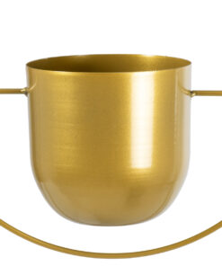 GloboStar® Artificial Garden TILOS 20486 Κρεμαστό Μεταλλικό Κασπώ Γλάστρα – Flower Pot Χρυσό Φ35cm x Υ15cm