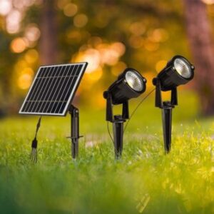 LED ηλιακό φωτιστικό καρφί 2×1.2W θερμό λευκό 3000K μαύρο σώμα V-TAC – 20488