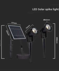 LED ηλιακό φωτιστικό καρφί 2×1.2W θερμό λευκό 3000K μαύρο σώμα V-TAC – 20488