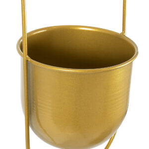 GloboStar® Artificial Garden NISYROS 20488 Κρεμαστό Μεταλλικό Κασπώ Γλάστρα – Flower Pot Χρυσό Φ16cm x Υ52cm