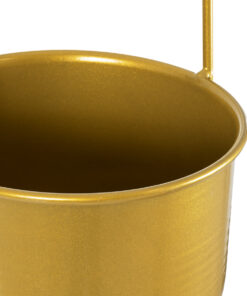 GloboStar® Artificial Garden NISYROS 20488 Κρεμαστό Μεταλλικό Κασπώ Γλάστρα – Flower Pot Χρυσό Φ16cm x Υ52cm