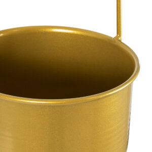 GloboStar® Artificial Garden NISYROS 20488 Κρεμαστό Μεταλλικό Κασπώ Γλάστρα – Flower Pot Χρυσό Φ16cm x Υ52cm