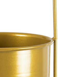 GloboStar® Artificial Garden NISYROS 20488 Κρεμαστό Μεταλλικό Κασπώ Γλάστρα – Flower Pot Χρυσό Φ16cm x Υ52cm