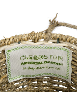 GloboStar® Artificial Garden POROS 20489 Κρεμαστό Πλεκτό Καλάθι – Κασπώ Γλάστρα – Flower Pot Μπεζ Φ20cm x Υ50cm